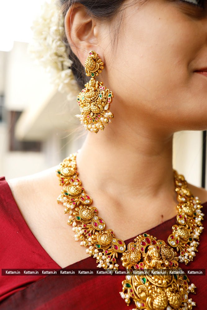 Antique Premium Peacock Beaded Necklace - N1730