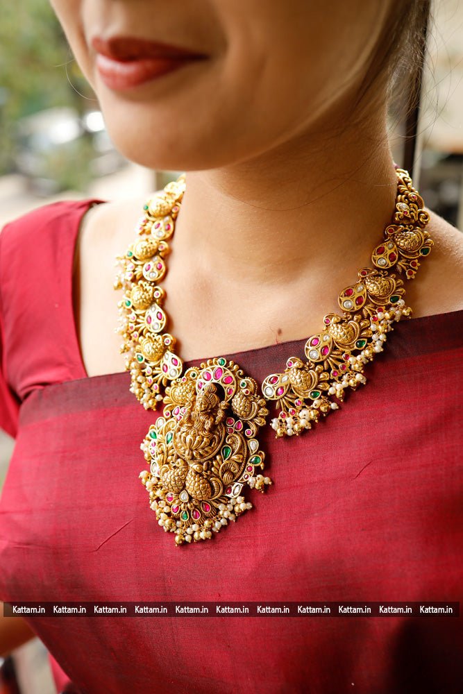Antique Premium Peacock Beaded Necklace - N1730