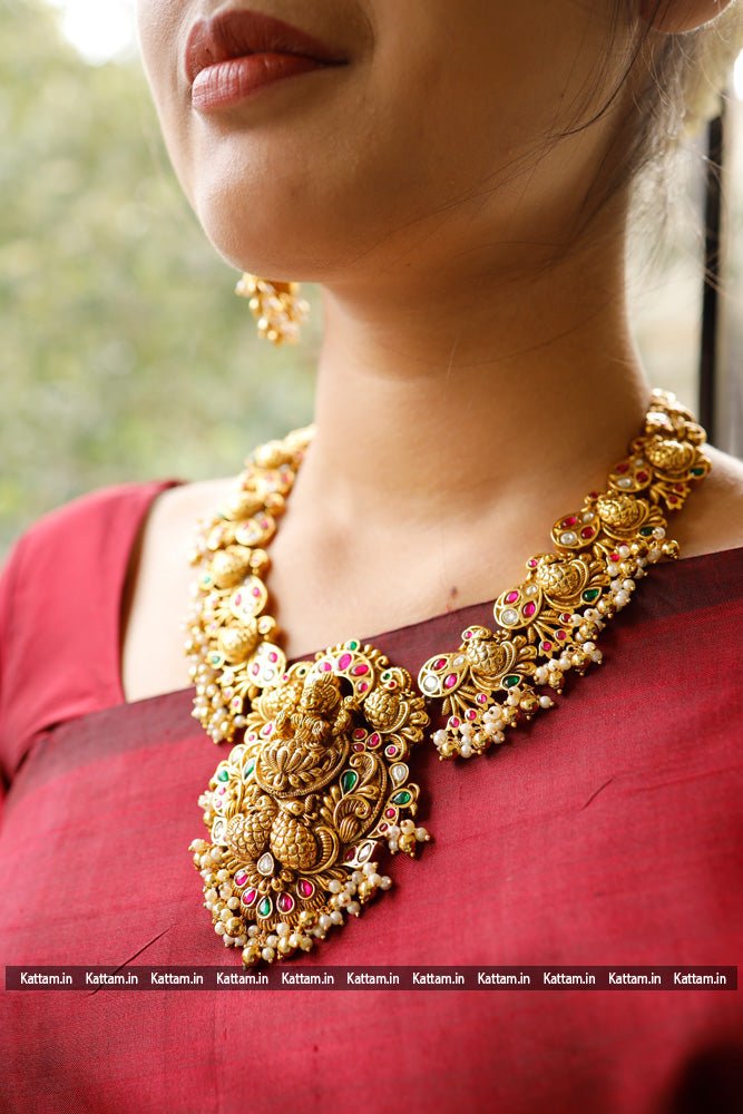 Antique Premium Peacock Beaded Necklace - N1730