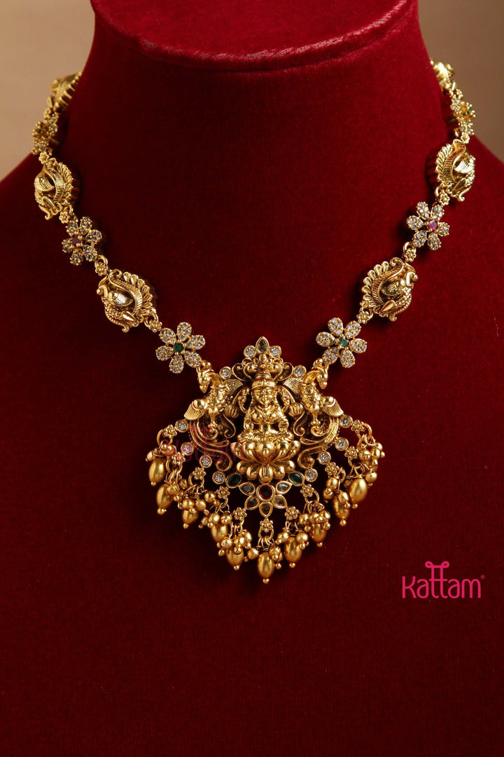 Antiquegold Goddess Floral Necklace - N2980