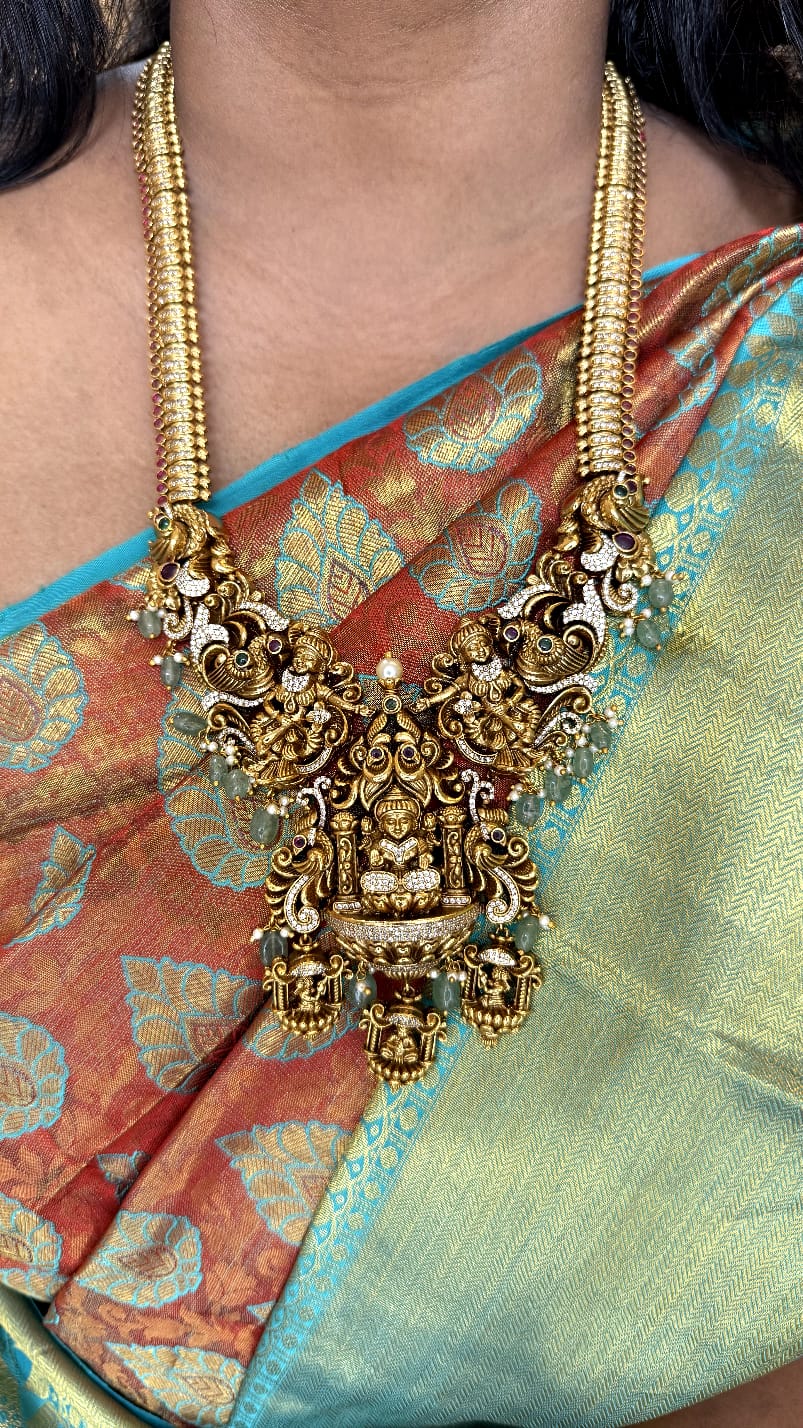 Aruvi - Bridal Antiquegold Lakshmi Haram - N3647