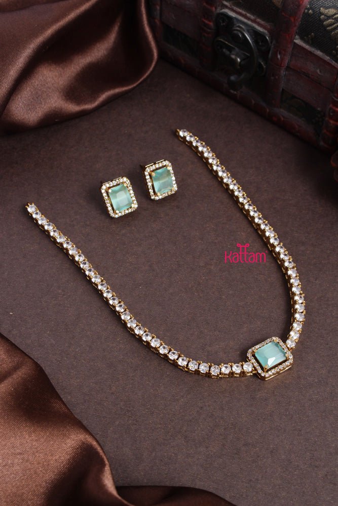Arya - Pastel Green Stone Choker - N2202