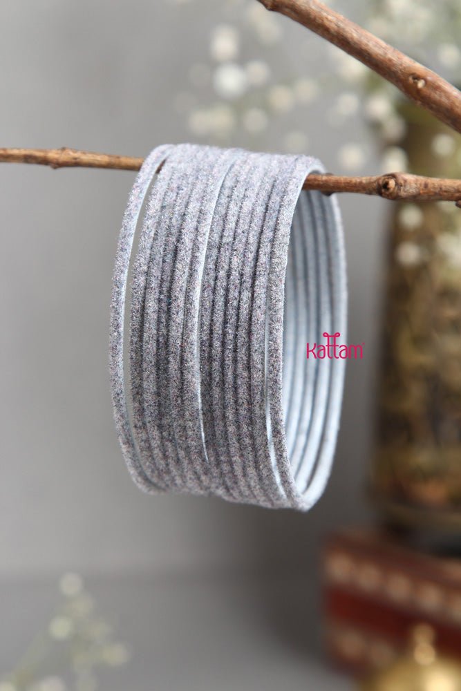 Ash Plain Metal Velvet Bangle - B382 - V4