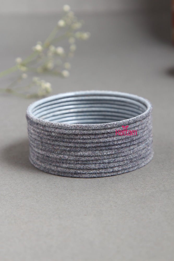 Ash Plain Metal Velvet Bangle - B382 - V4