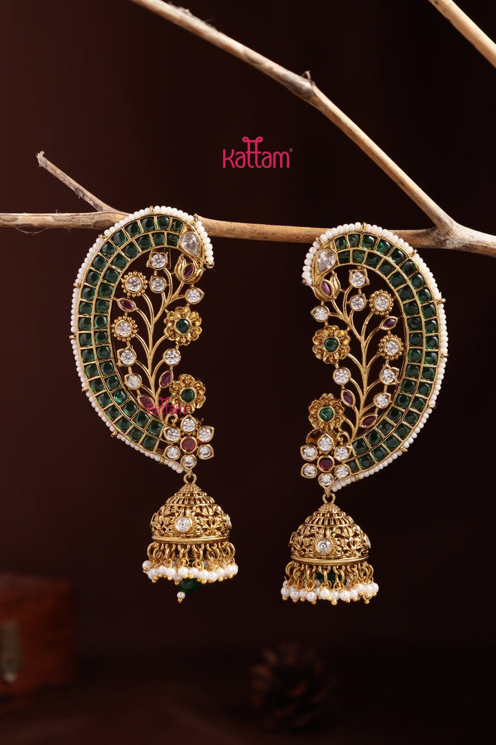 Ashwathi - Floral Green Earcuff - E1347