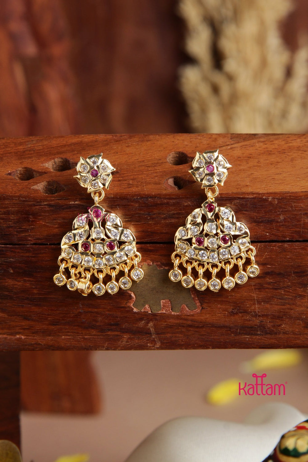 Avanthika - Goldtone Gati Ruby Earring - E944