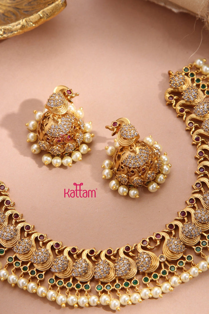 Avanthika - Peacock Pearl Choker - N3352