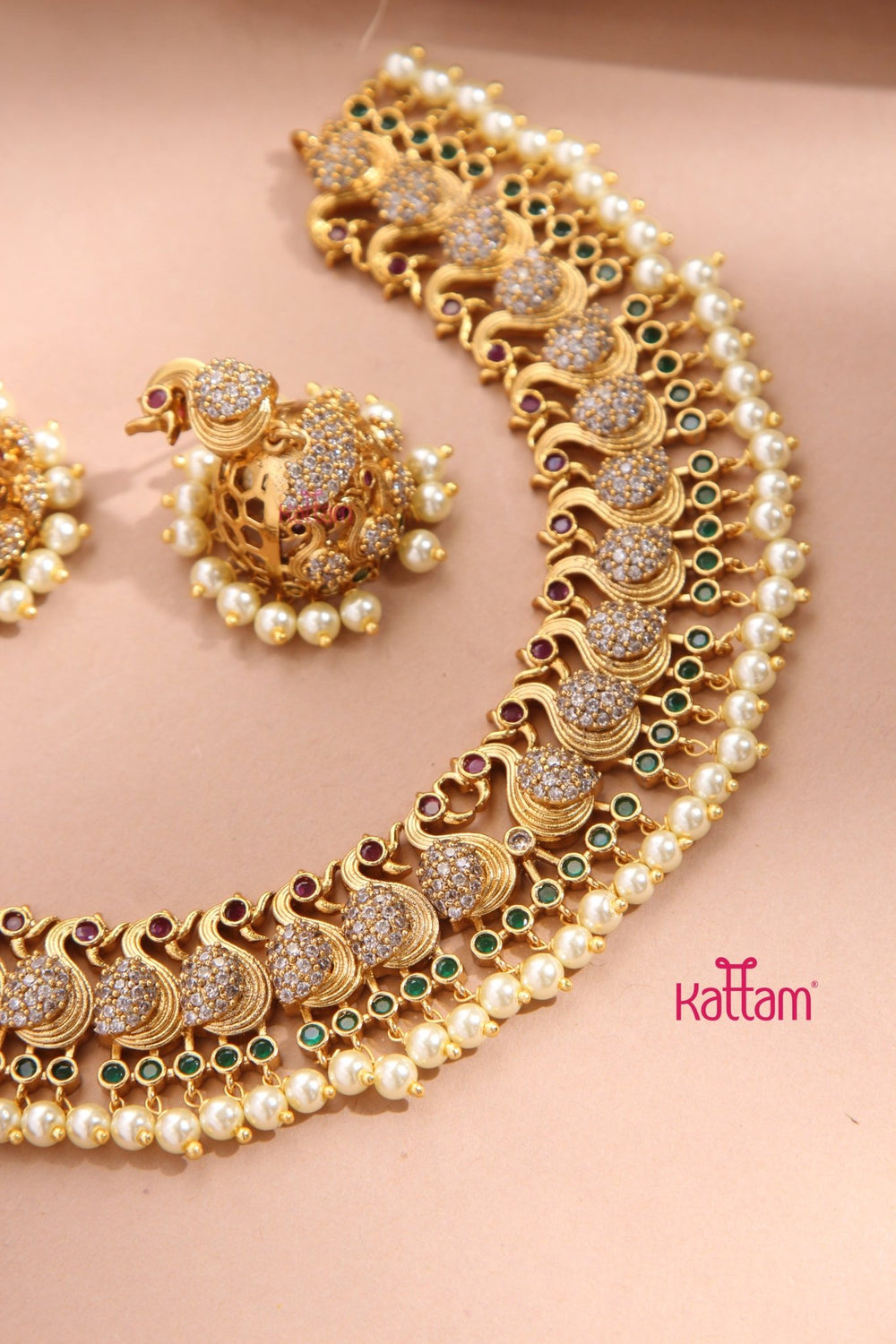 Avanthika - Peacock Pearl Choker - N3352