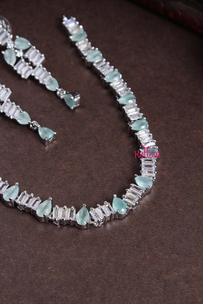 Ayra - Pastel Green Drop Stone Choker - N2211