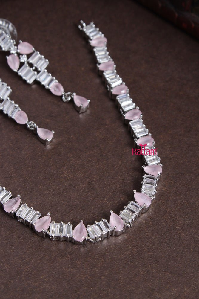 Ayra - Pastel Pink Drop Stone Choker - N2210
