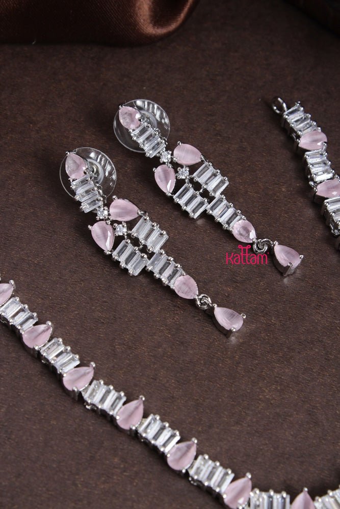 Ayra - Pastel Pink Drop Stone Choker - N2210
