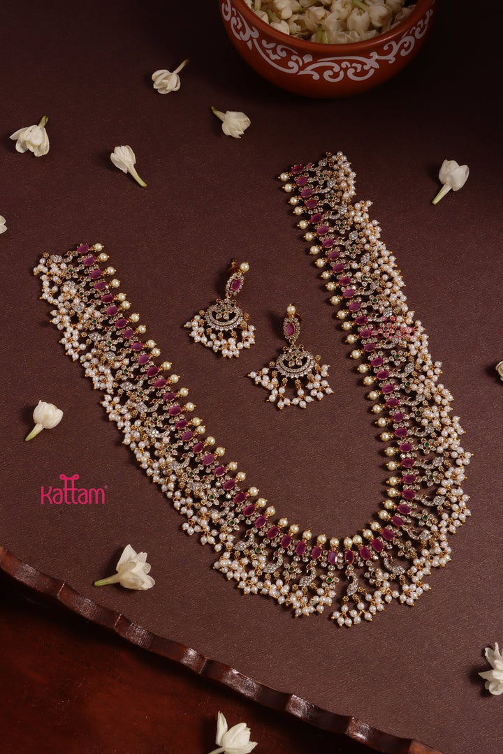 Ayushka - Peacock Ruby Pearl Haram - N3631