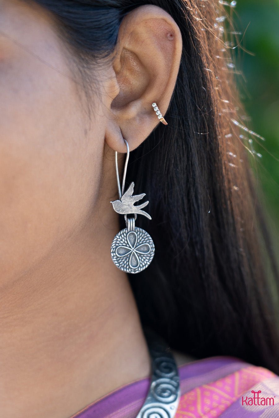 Bird Round Hook Earrings - E198