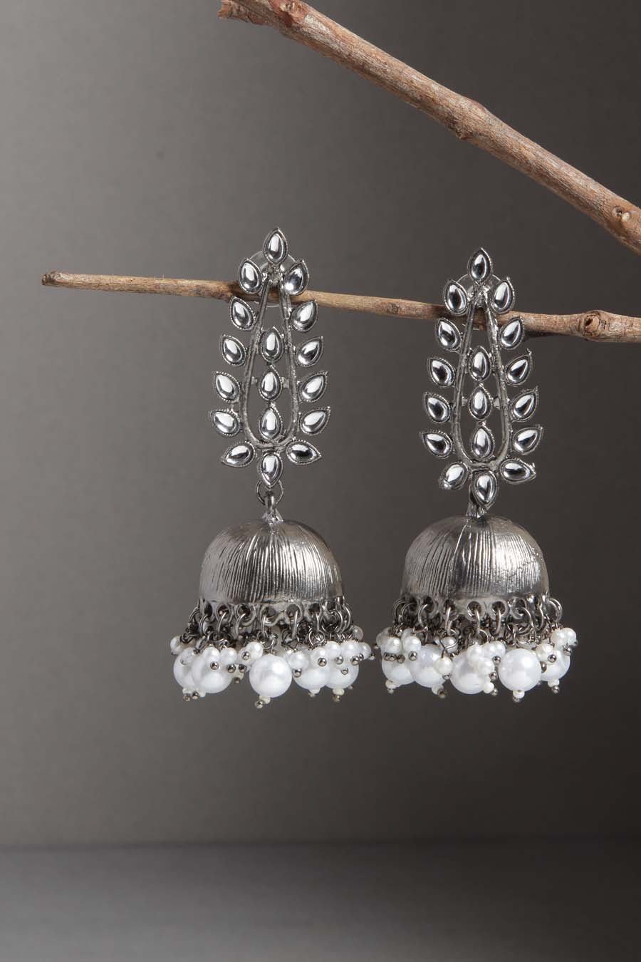 Black Kundan Jhumka - E192