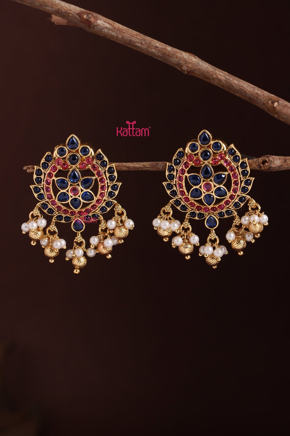 Blue Flower Pearl Earring - E1248