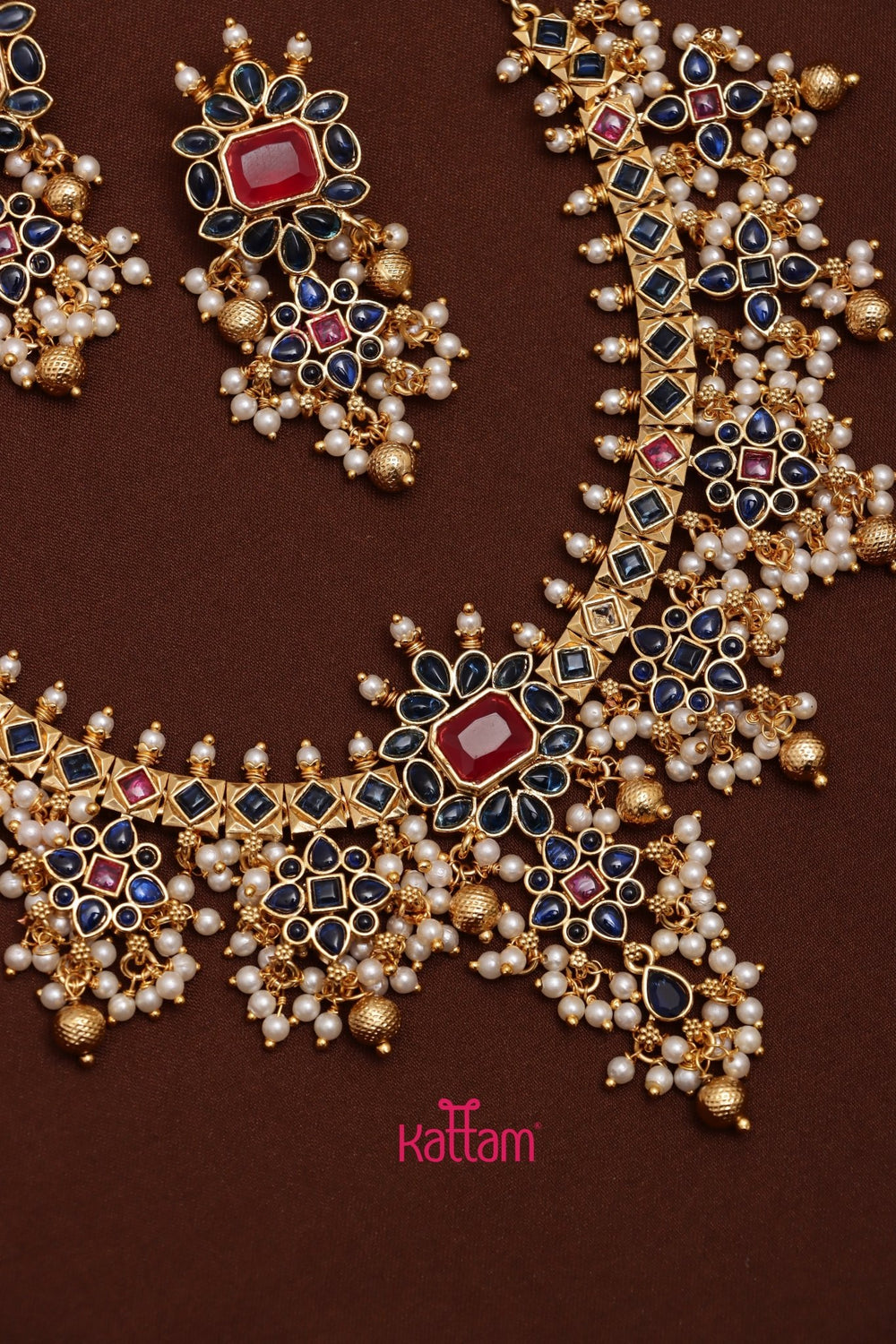 Blue - Kemp Guttapusalu Pearl Choker - N3588