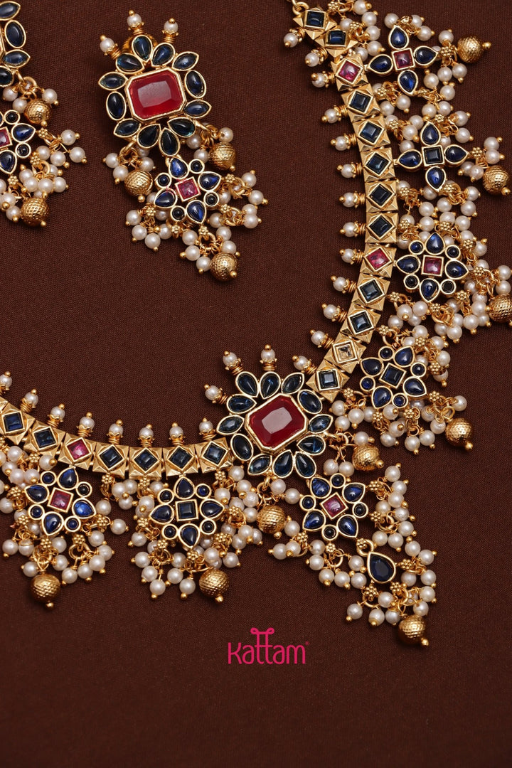 Blue - Kemp Guttapusalu Pearl Choker - N3588