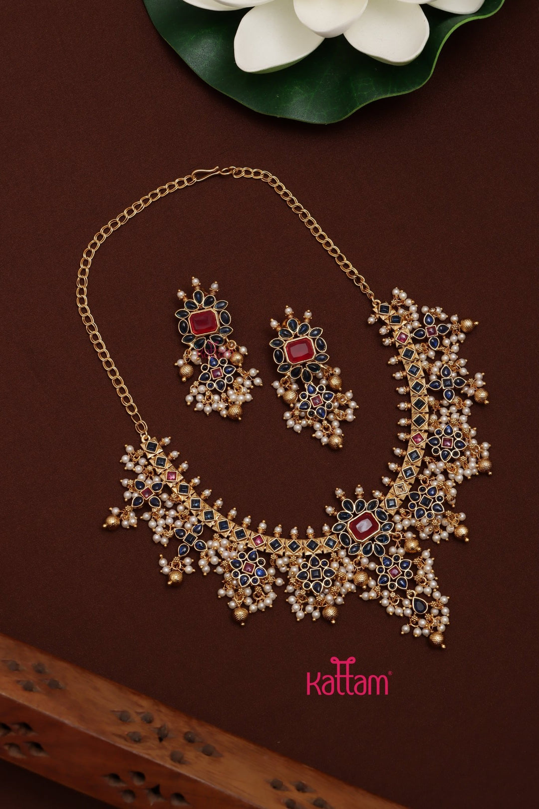 Blue - Kemp Guttapusalu Pearl Choker - N3588