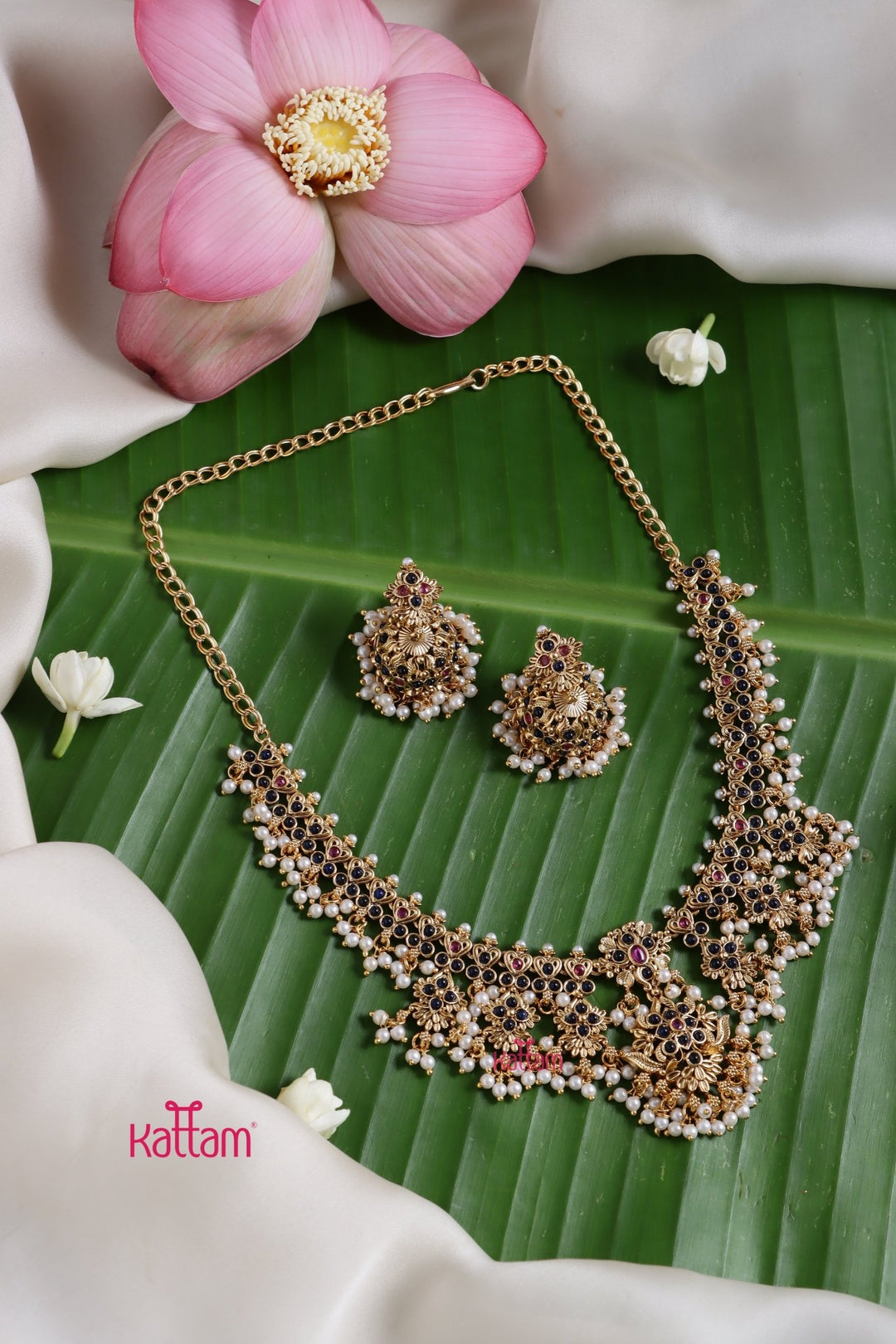 Blue Stone Guttapusalu Necklace - N3757