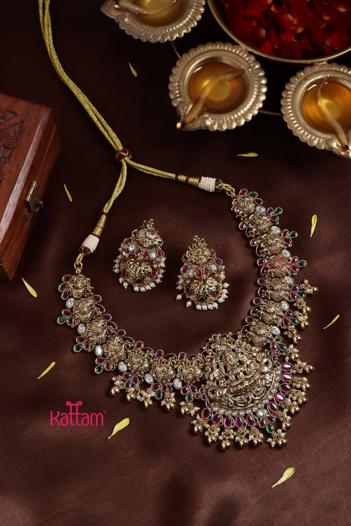 Bridal Gajalakshmi Gold Trims Necklace - N3254