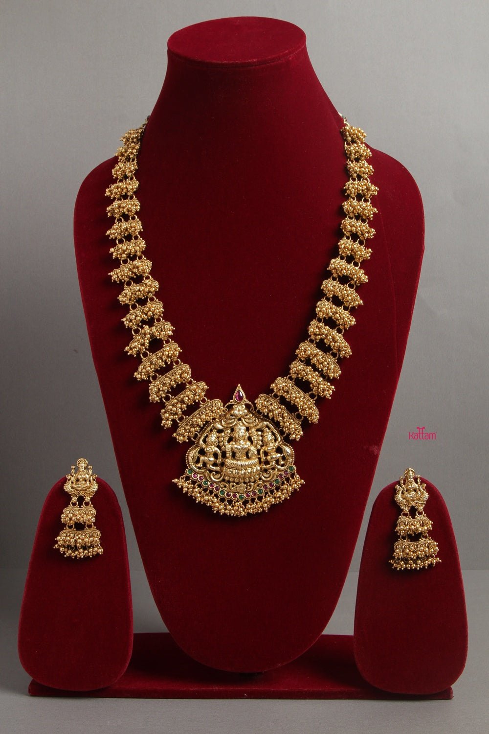Bridal Grand Goddess Gold Trims Pendant Guttapusalu - N1200