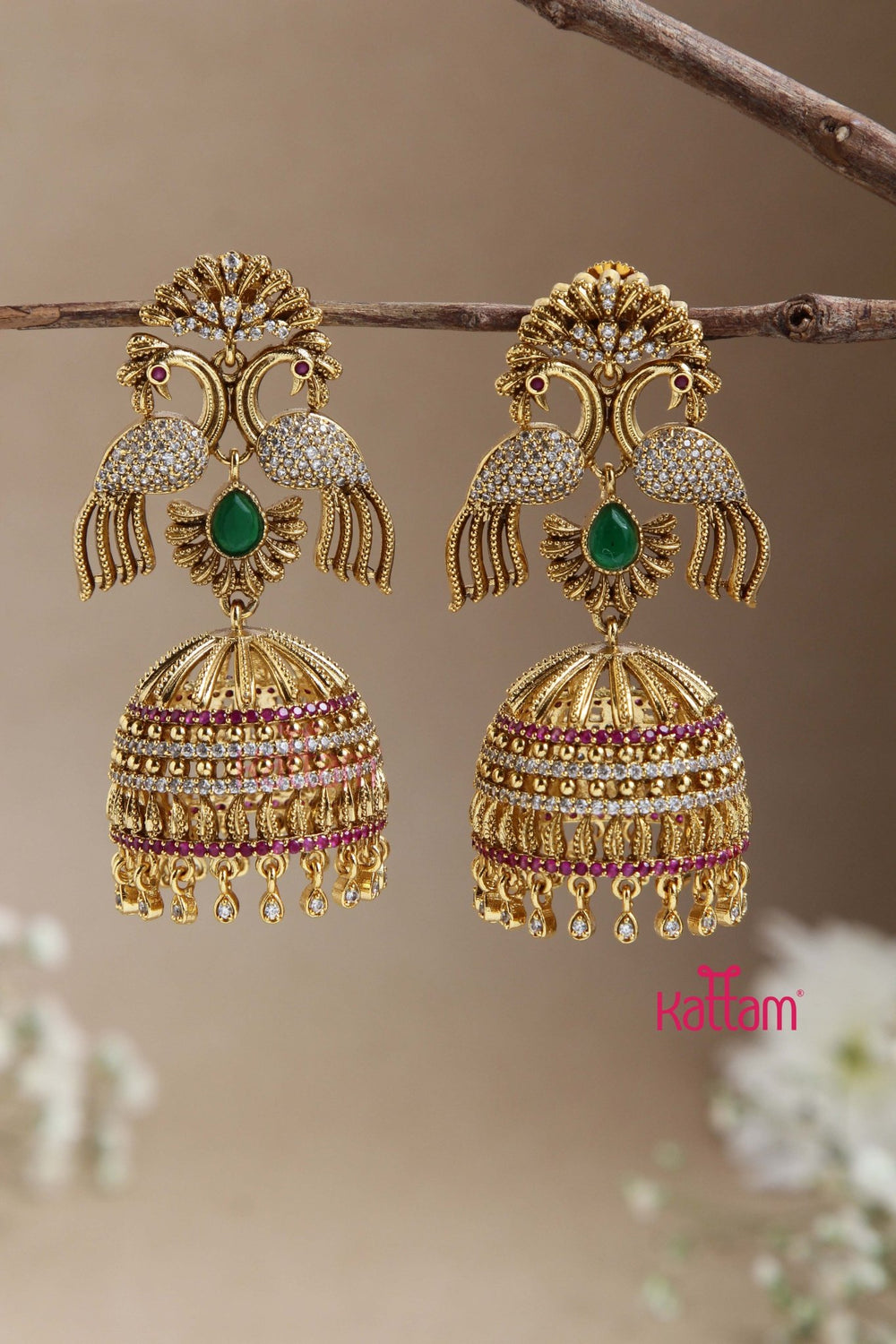 Bridal Matt Peacock Jhumka - E879