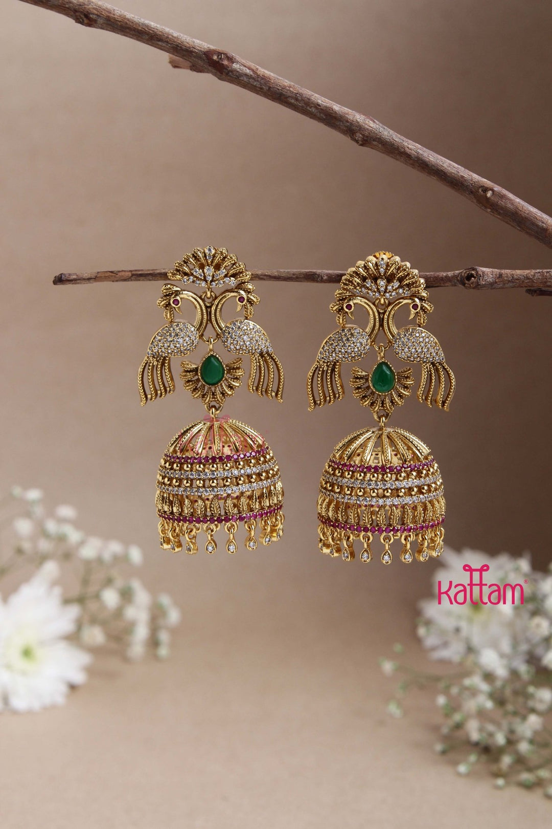 Bridal Matt Peacock Jhumka - E879