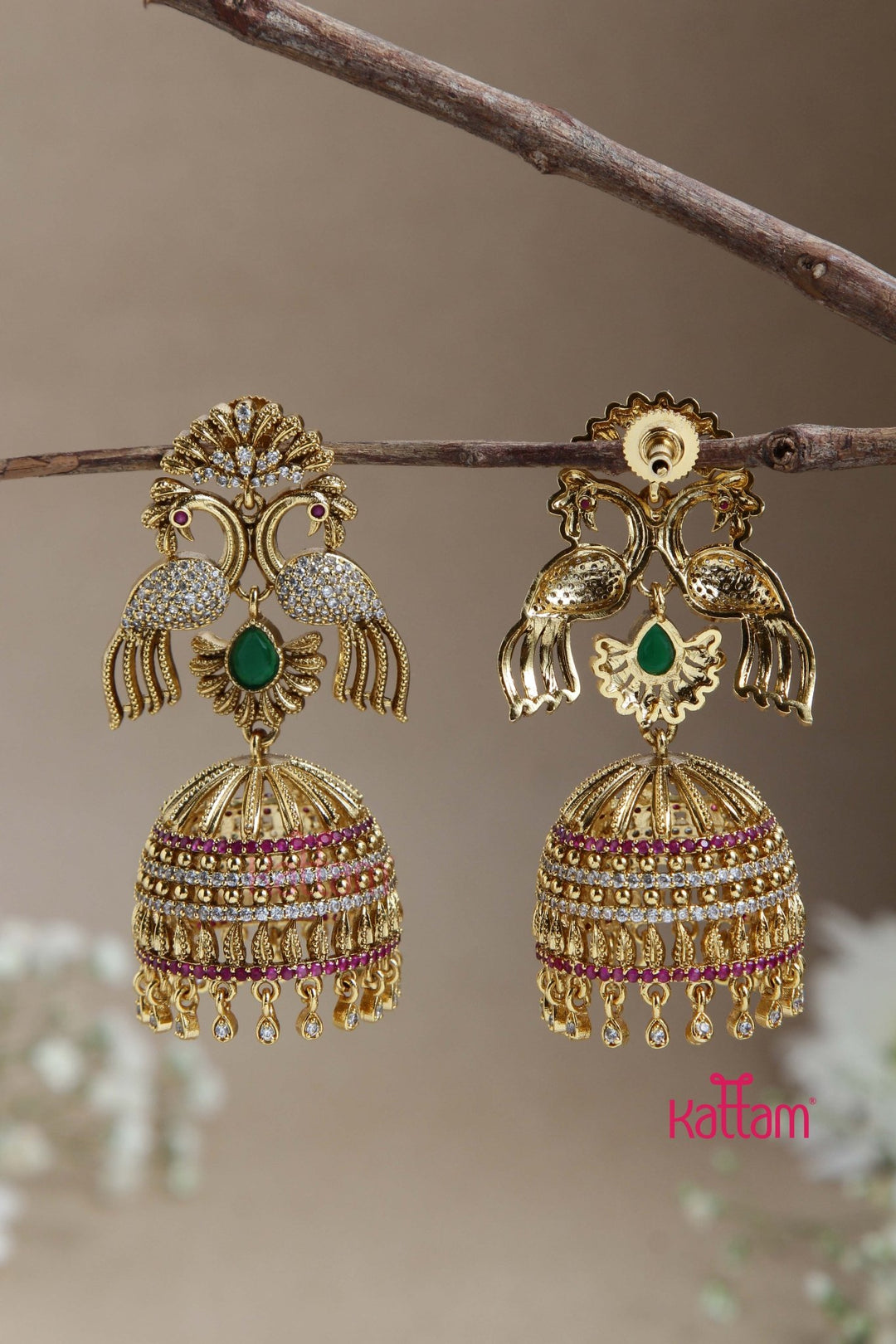 Bridal Matt Peacock Jhumka - E879