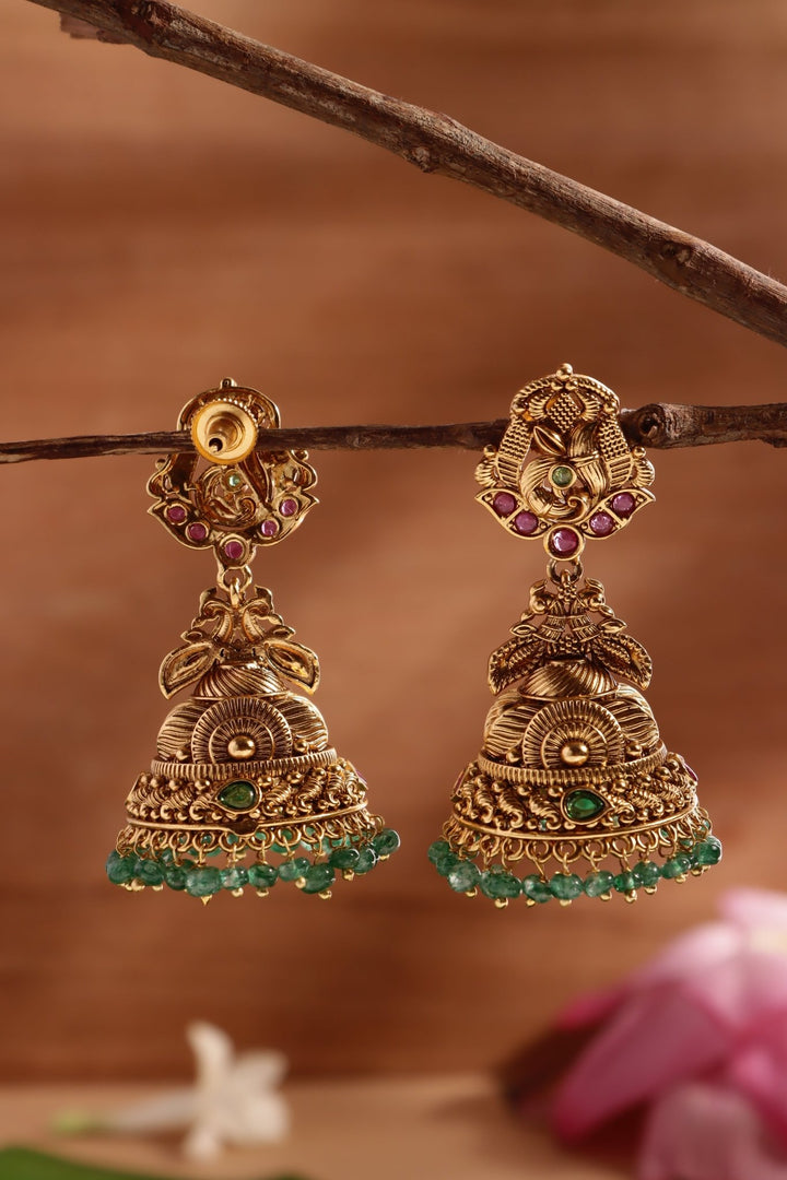 Bridal Peacock Bead Jhumka - E1473