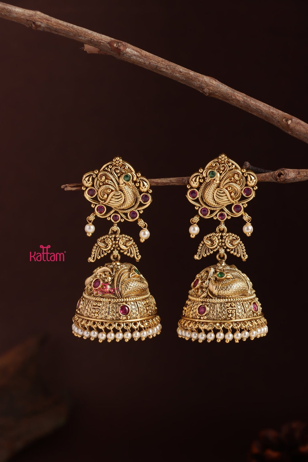 Bridal Pearl Peacock Jhumka - E1243