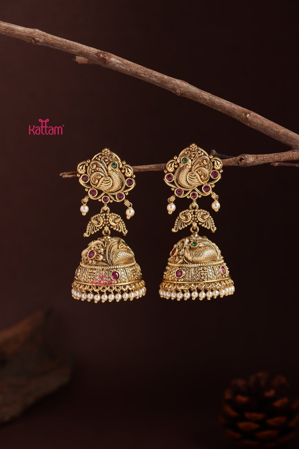 Bridal Pearl Peacock Jhumka - E1243