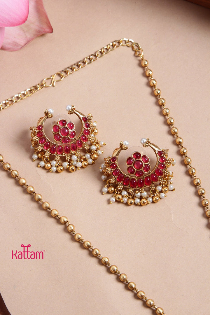 Budgetted Half Moon Layered Ruby Choker - N3165