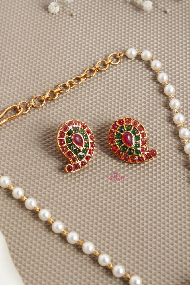 Budgetted Red Green Manga Pearl Choker - N2604