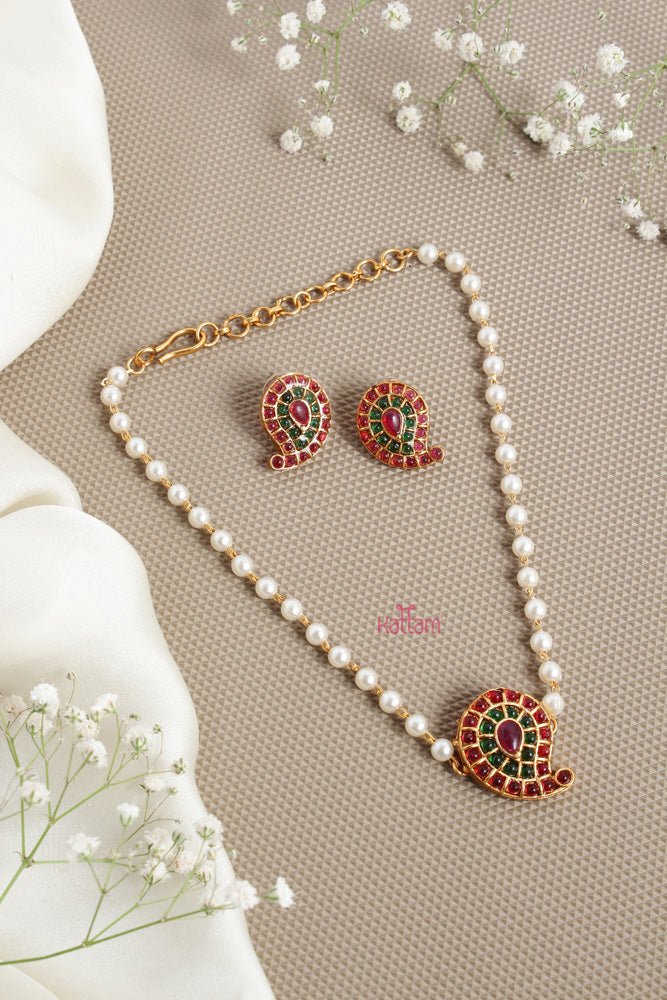 Budgetted Red Green Manga Pearl Choker - N2604