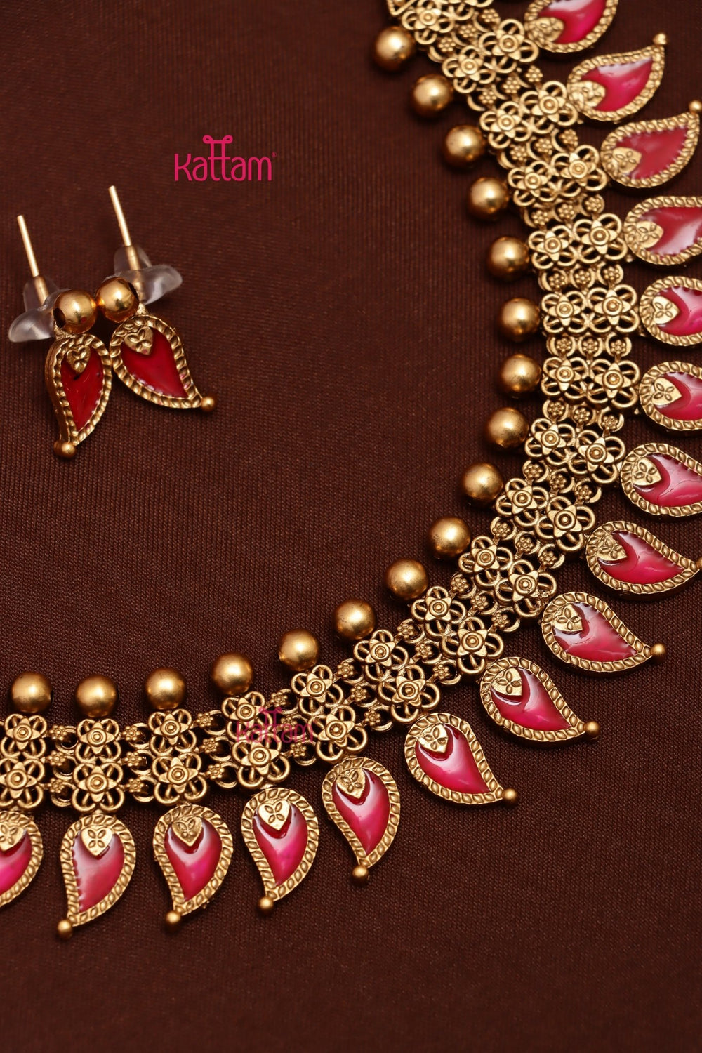 Budgetted Ruby Palakka Choker Set - N3709