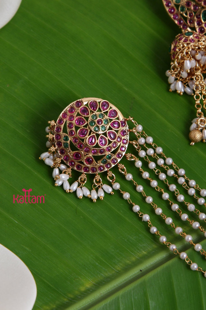 Bun Billai & Pearl Hanging Set - Design 1 - JB067