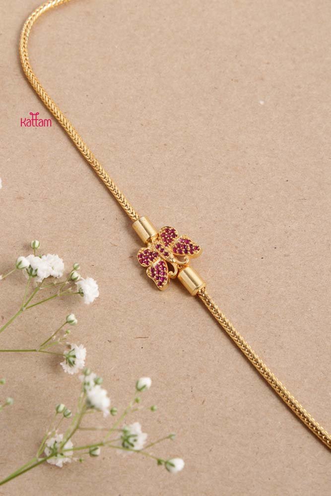 Butterfly Ruby Stone Mogappu Chain - N2543