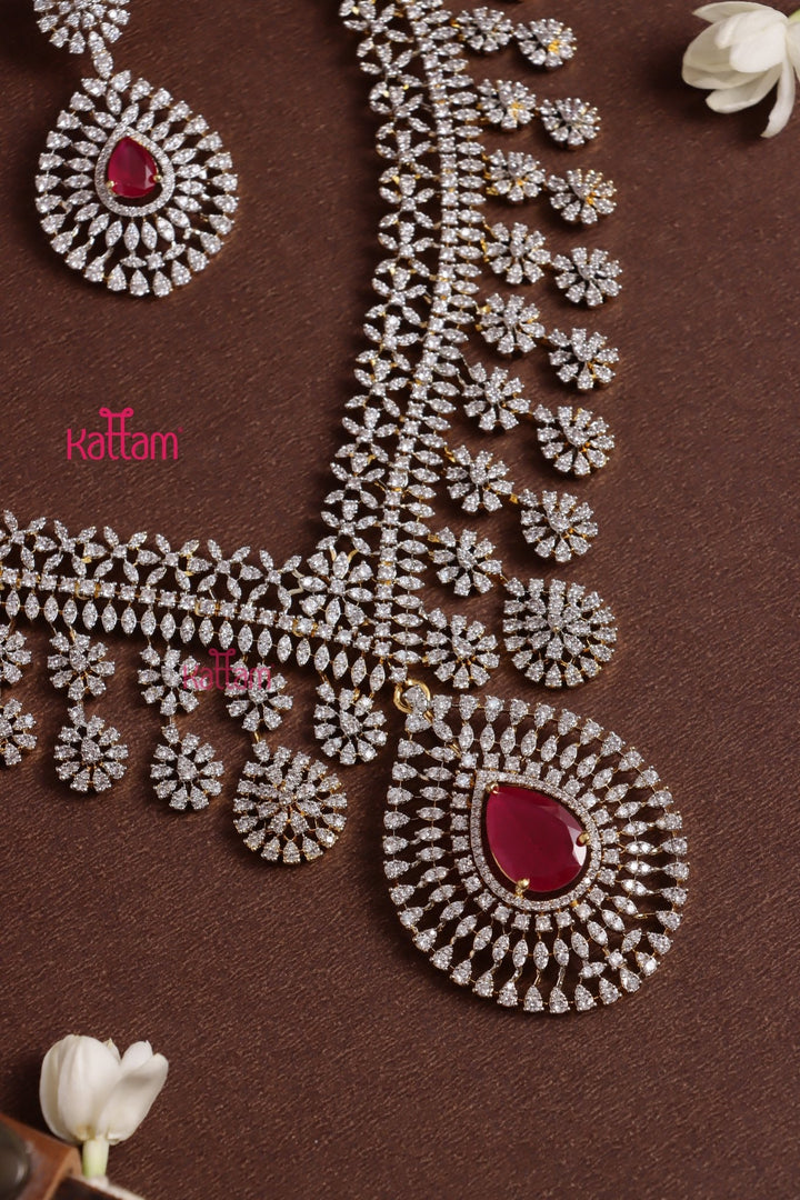 Catherina - AD Stone Semibridal Ruby Mid - length Haram - N5331
