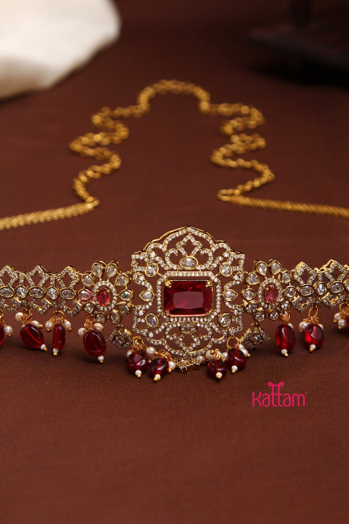 Celina - Victorian AD Maroon HipChain - HB197