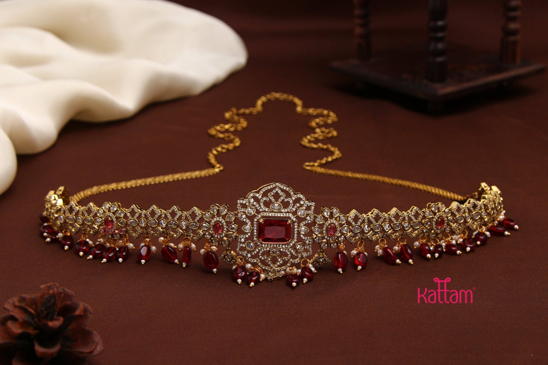 Celina - Victorian AD Maroon HipChain - HB197