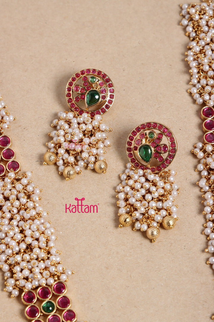 Chakra Peacock Pearl Clustered Haram - N3452