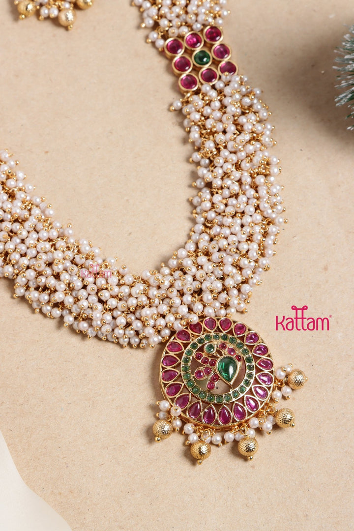 Chakra Peacock Pearl Clustered Haram - N3452