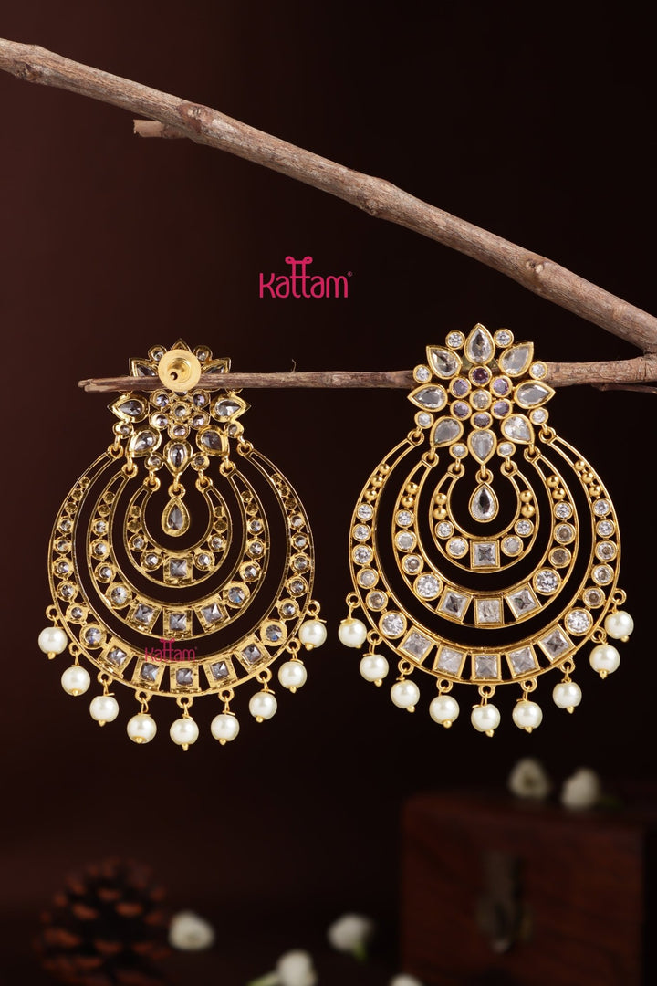 Chandbali Flower Earring - Purple - E1400