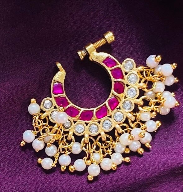 Chandbali - Kundan Nose Ring Nath - NP27-NP189