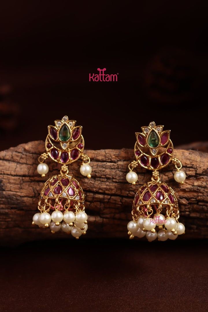 Chandbali Lotus Kemp Jhumka - E1352