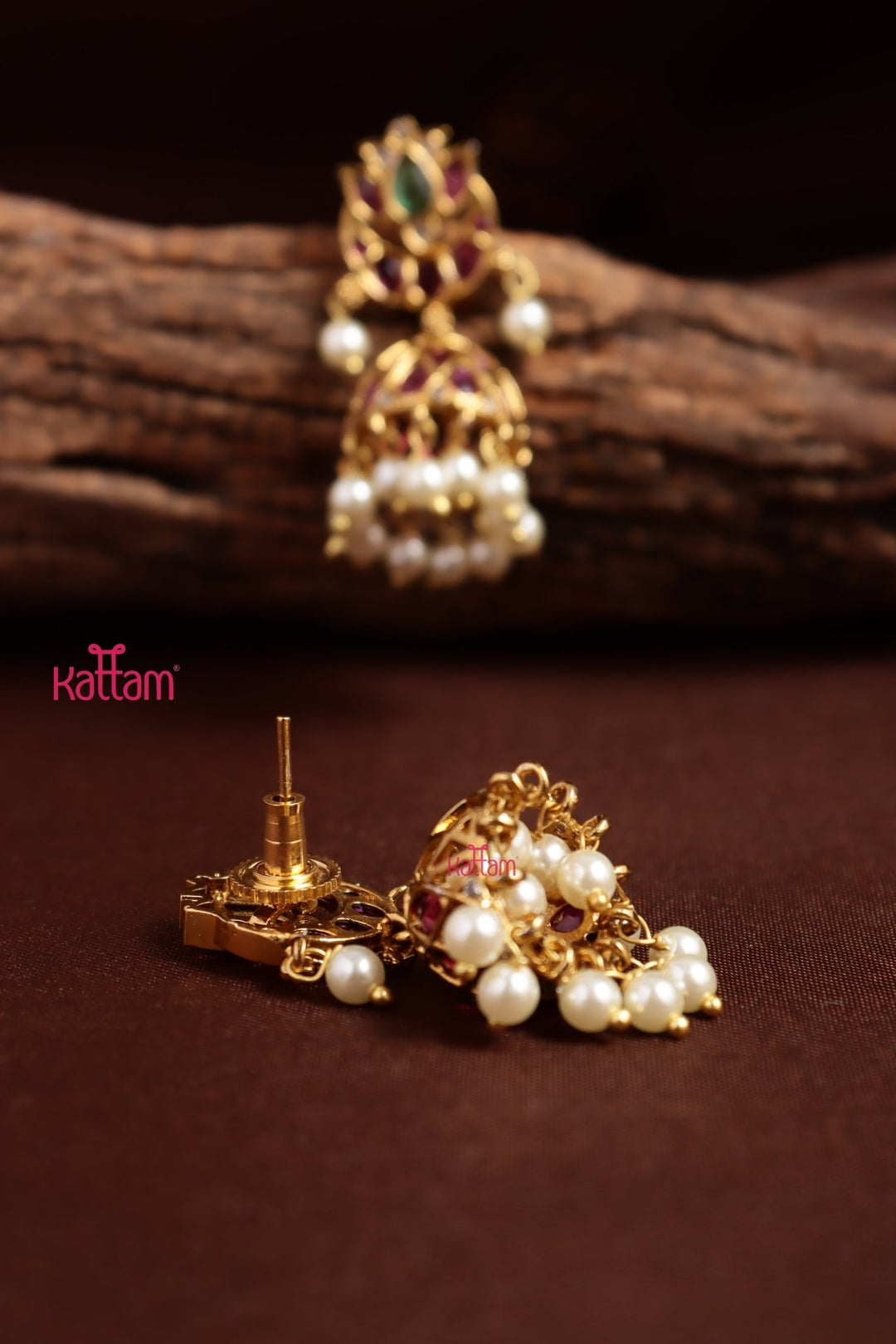 Chandbali Lotus Kemp Jhumka - E1352