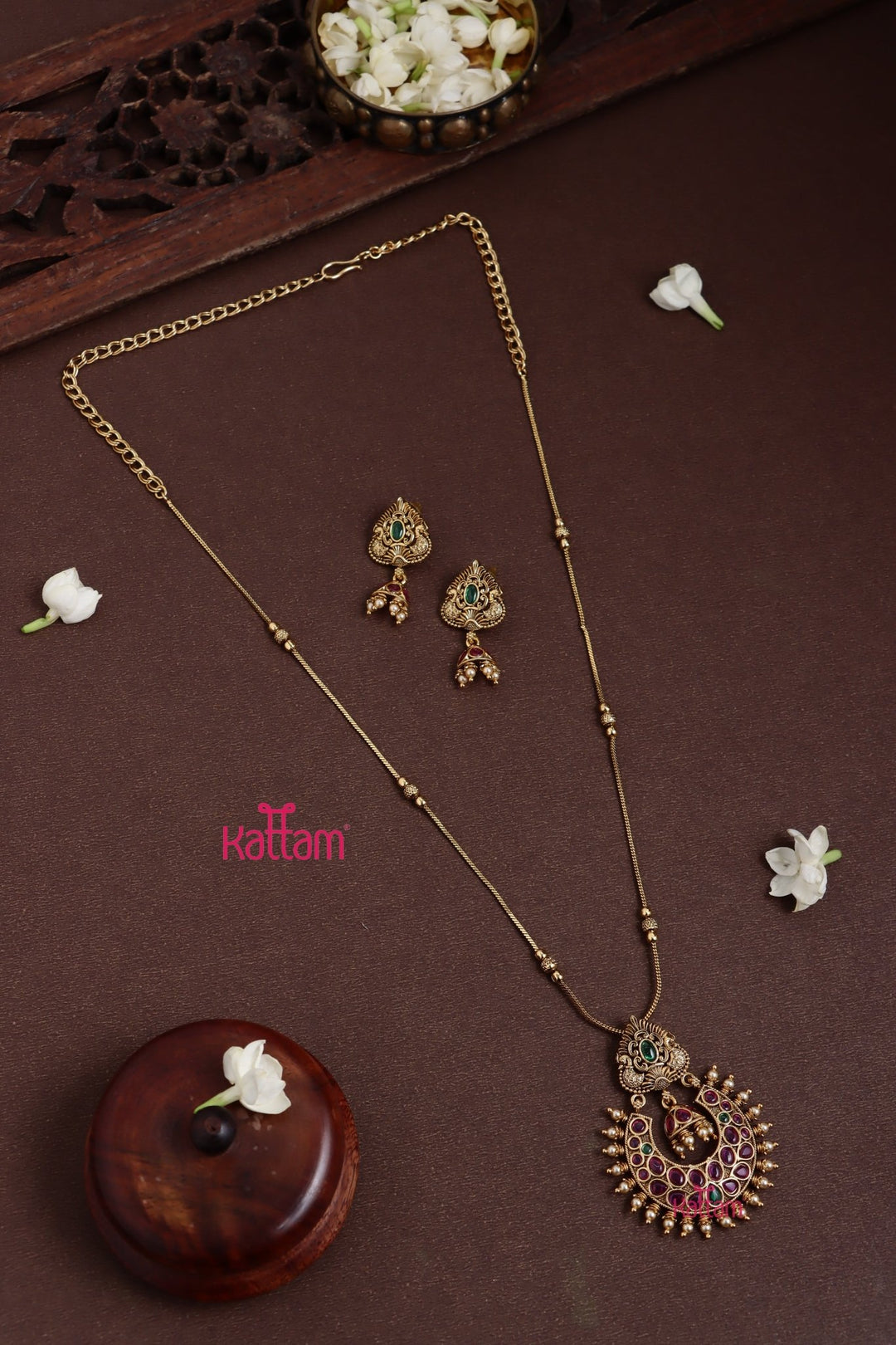 Chandbali Peacock Dollar Chain Set - N3835