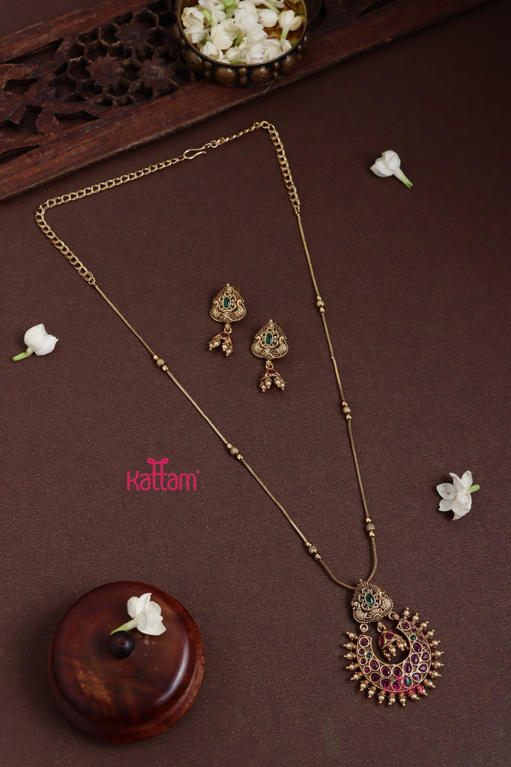 Chandbali Peacock Dollar Chain Set - N3835