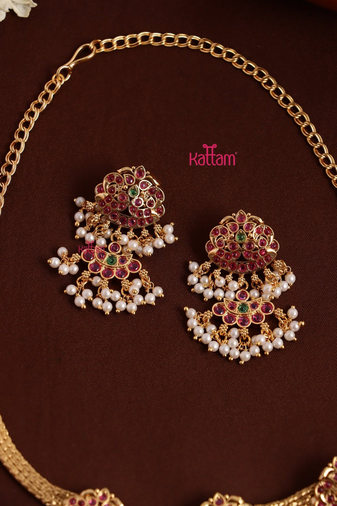 Chandbali Pearl Drop Attigai Choker - N3784