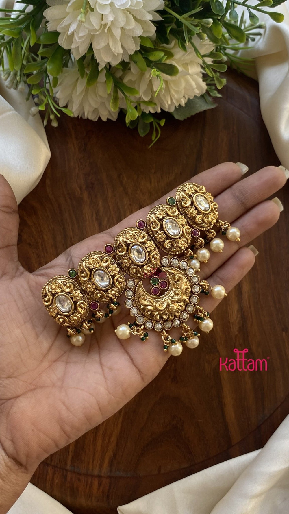 Chandbali Pearl Hair Clip - HC133